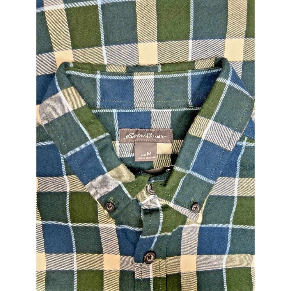 Eddie Bauer Field Flannel Shirt NWT Medium Blue Plaid Gorpcore 100% Cotton - Picture 3 of 11